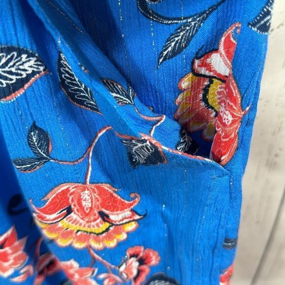 Loft Beach Womens Shimmer Garden Floral Beachy Blue Pockets Lightweight Romper - Picture 11 of 16